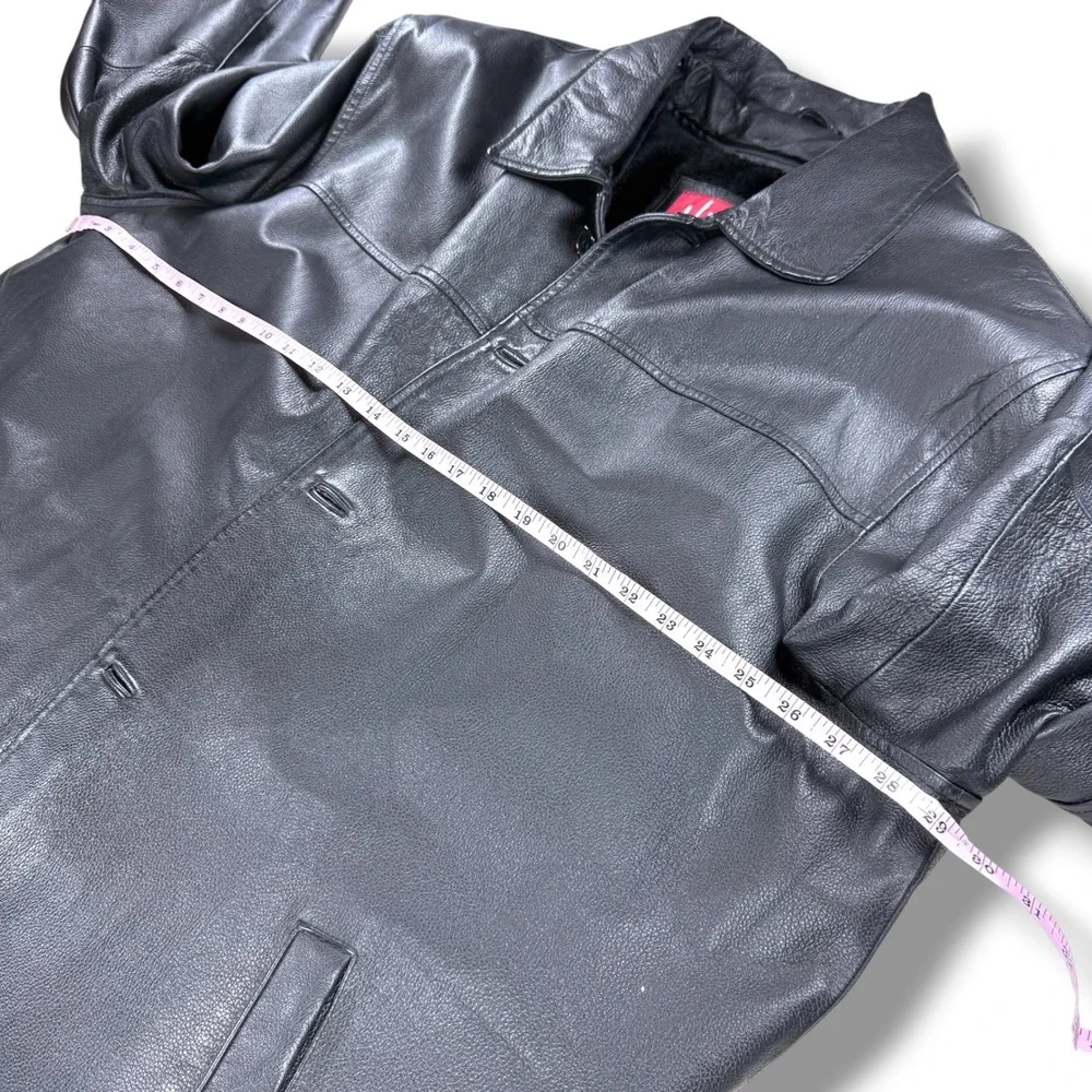 VTG Hind Leather Jacket Mens 3XL Black‎ Genuine Leather Faux Fur Lined Coat